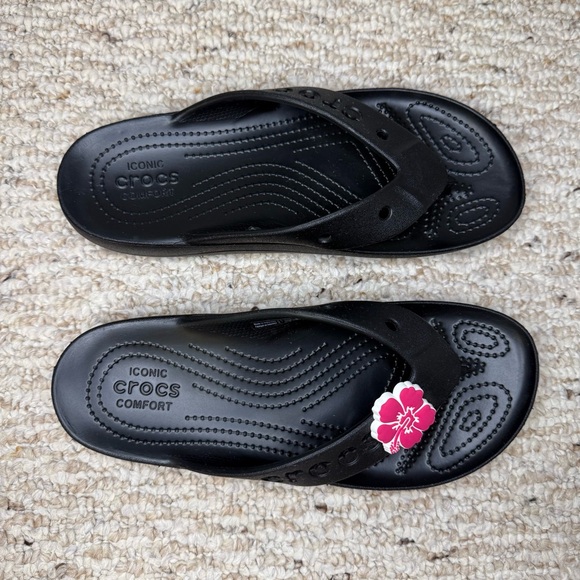 CROCS Baya Platform Flip in Black Women’s Size 8 Lightweight Slip-On Flip Flops - Picture 7 of 10